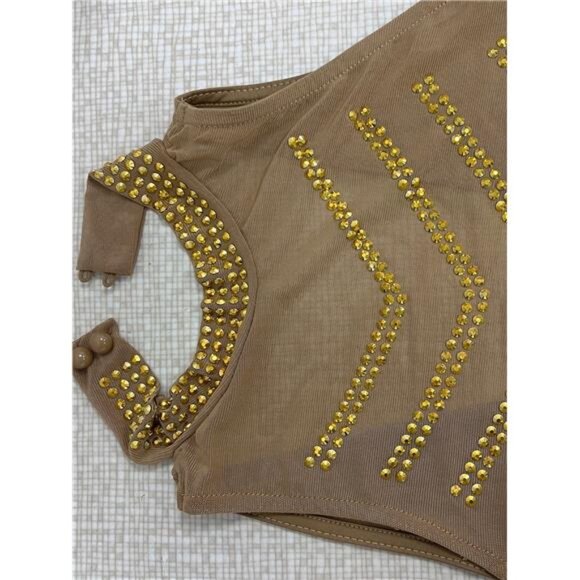 Women's Sexy Elegant Rhinestone Sleeveless Complete Mesh - Picture 5 of 11